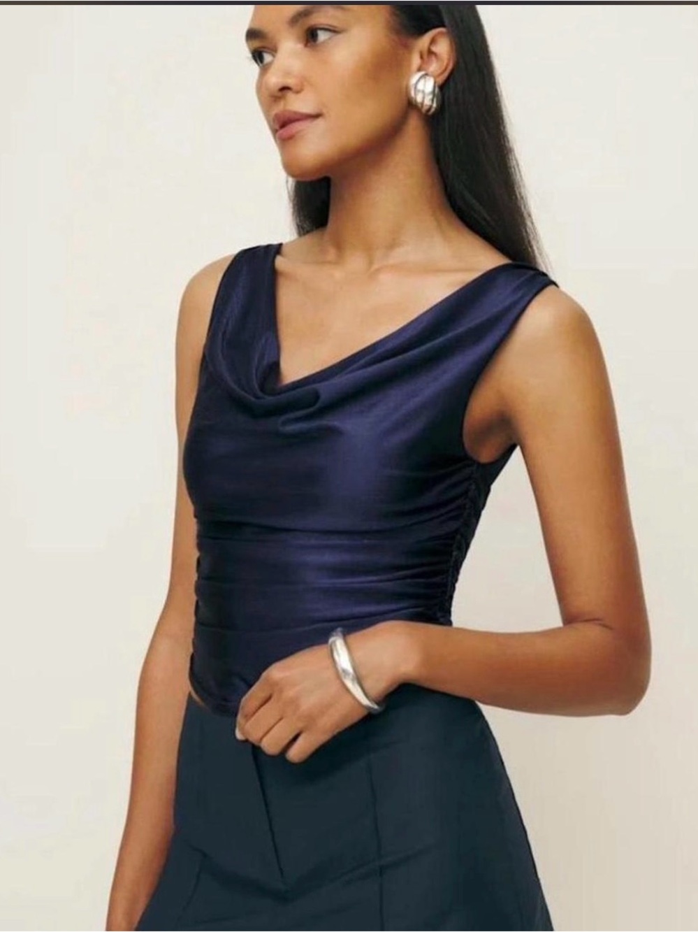 Reformation Lila navy sleeveless top size XS